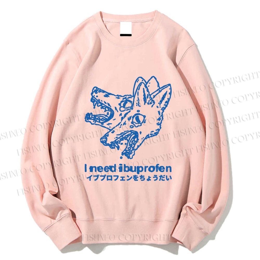 Unisex I need ibuprofen Wolf Vintage Printed Sweatshirt