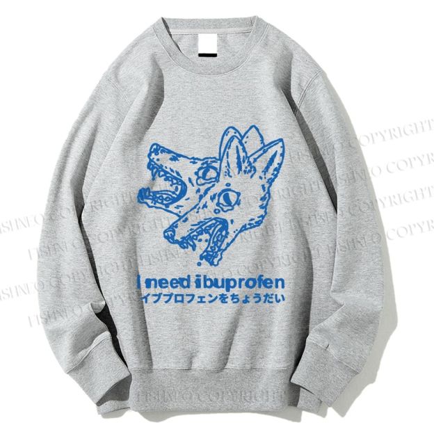 Unisex I need ibuprofen Wolf Vintage Printed Sweatshirt