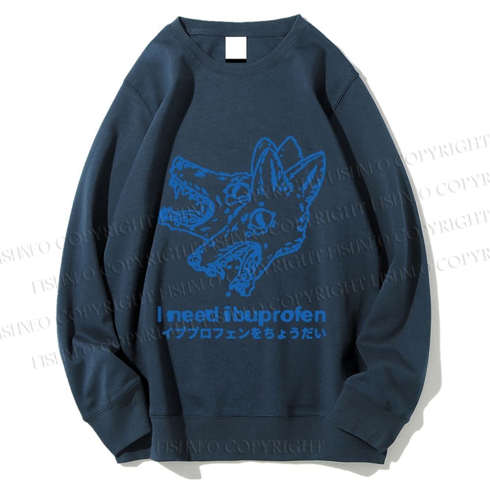 Unisex I need ibuprofen Wolf Vintage Printed Sweatshirt