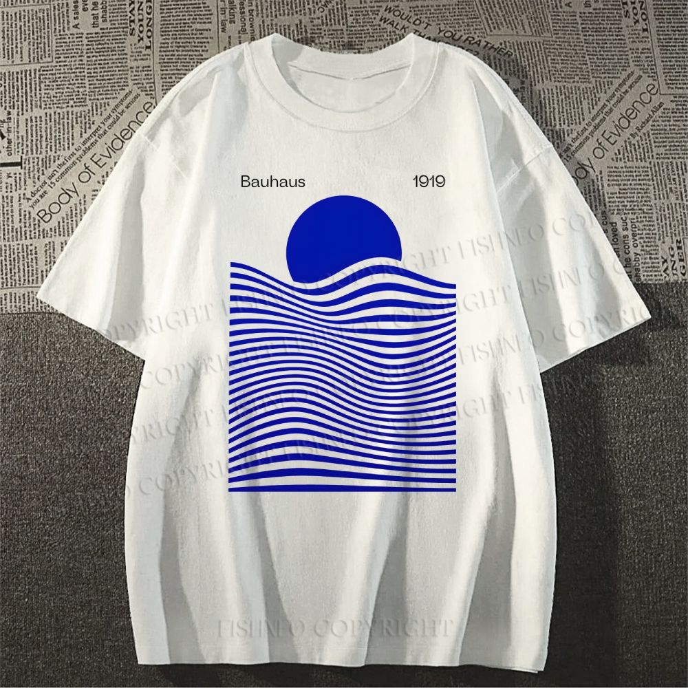Unisex Sunrise Waves Printed Classic Cotton T-shirt