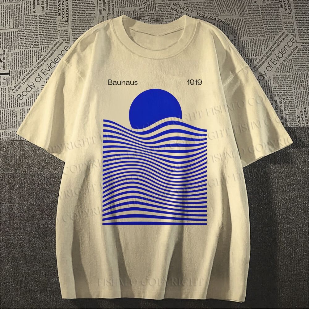 Unisex Sunrise Waves Printed Classic Cotton T-shirt