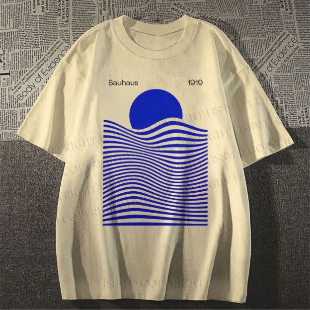 Unisex Sunrise Waves Printed Classic Cotton T-shirt