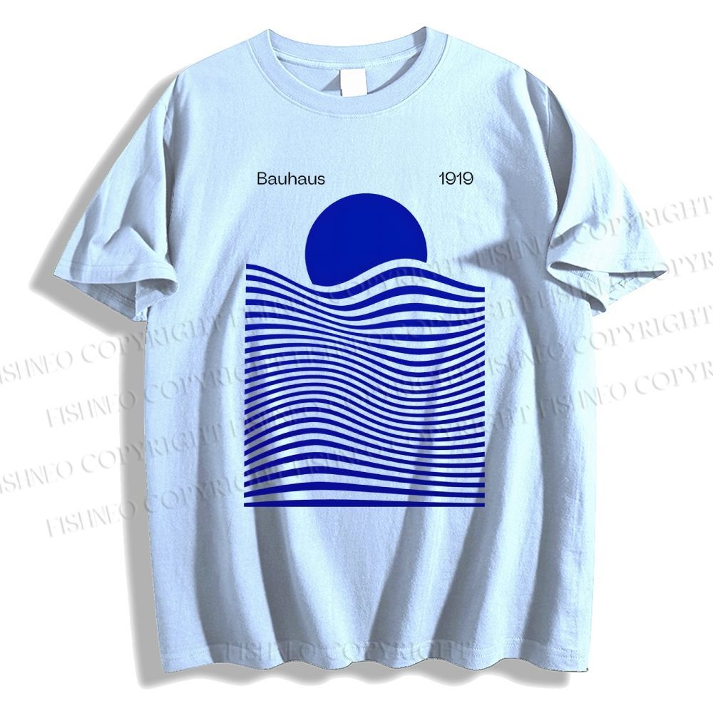 Unisex Sunrise Waves Printed Classic Cotton T-shirt