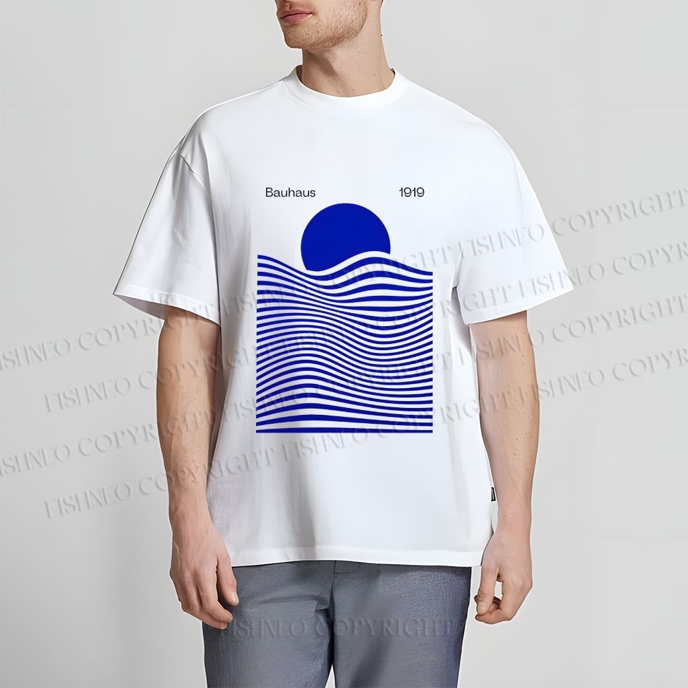 Unisex Sunrise Waves Printed Classic Cotton T-shirt
