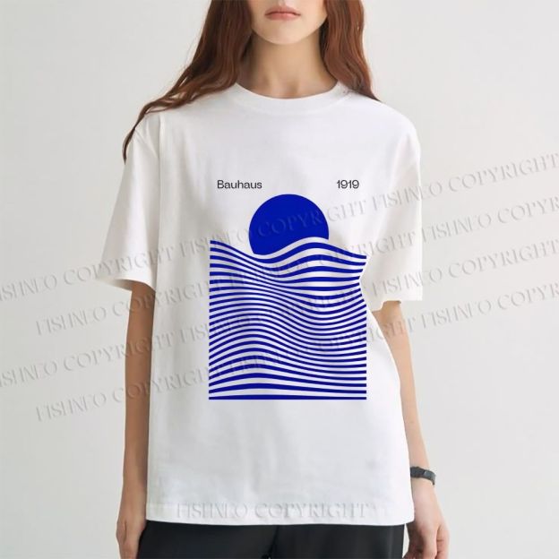 Unisex Sunrise Waves Printed Classic Cotton T-shirt