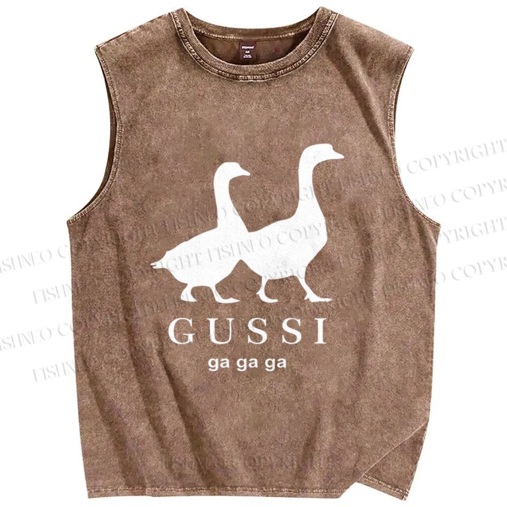 Unisex Goose Printed Washed Tank Top
