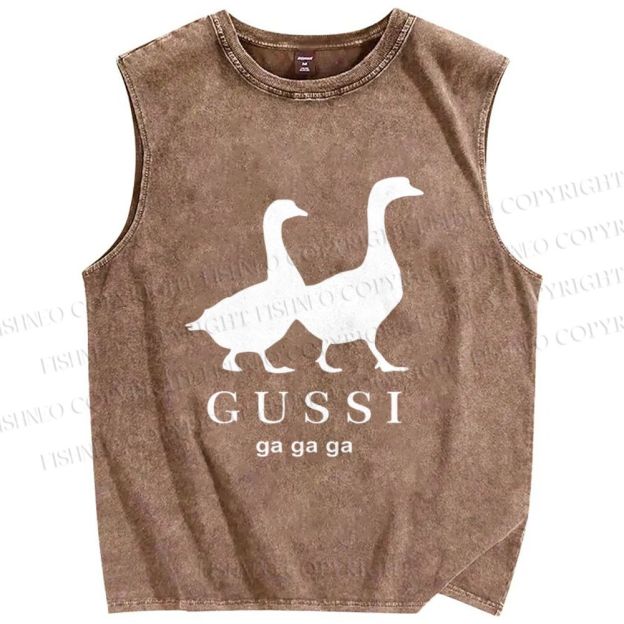 Unisex Goose Printed Washed Tank Top