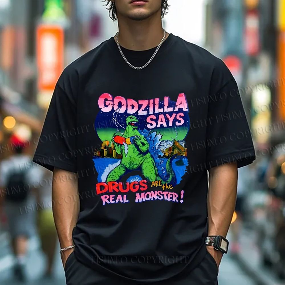 Unisex Godzilla Monsters Printed Classic Cotton T-shirt