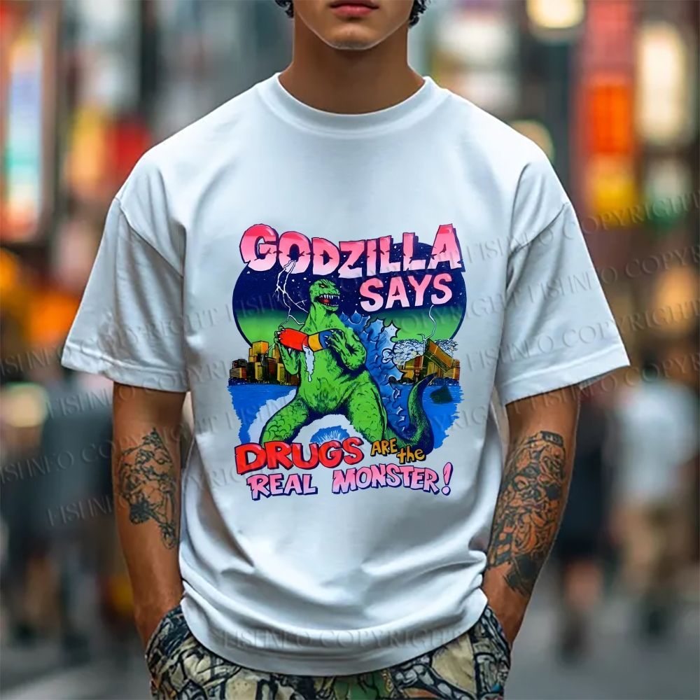 Unisex Godzilla Monsters Printed Classic Cotton T-shirt