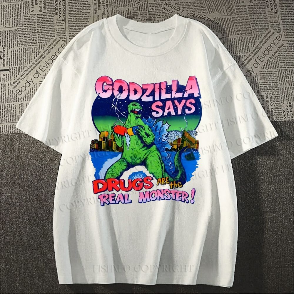 Unisex Godzilla Monsters Printed Classic Cotton T-shirt