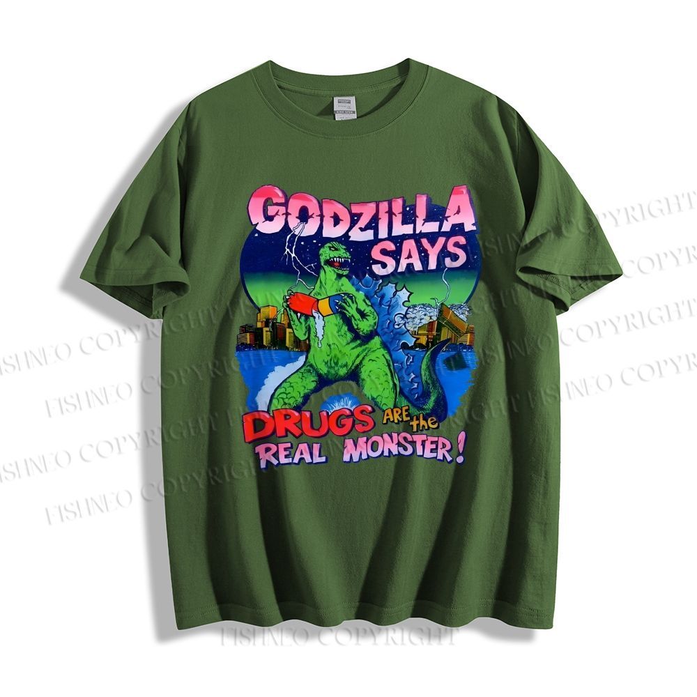 Unisex Godzilla Monsters Printed Classic Cotton T-shirt