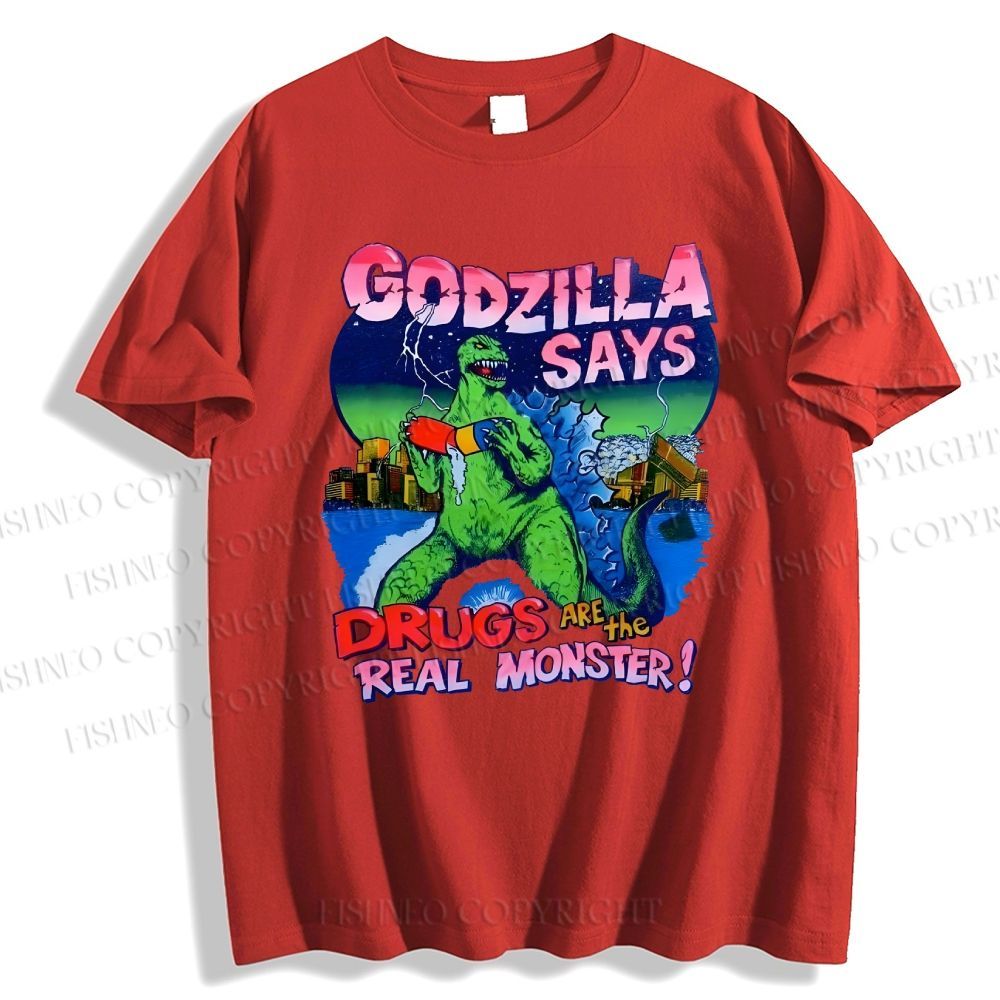 Unisex Godzilla Monsters Printed Classic Cotton T-shirt