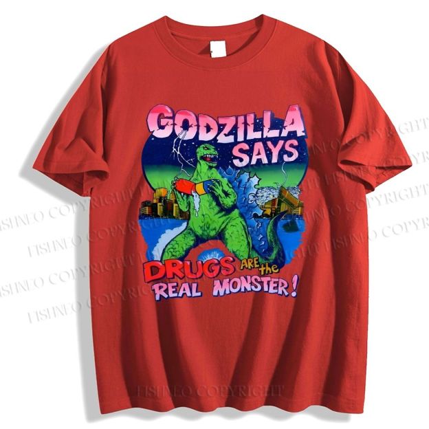 Unisex Godzilla Monsters Printed Classic Cotton T-shirt