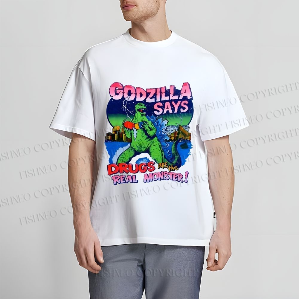 Unisex Godzilla Monsters Printed Classic Cotton T-shirt