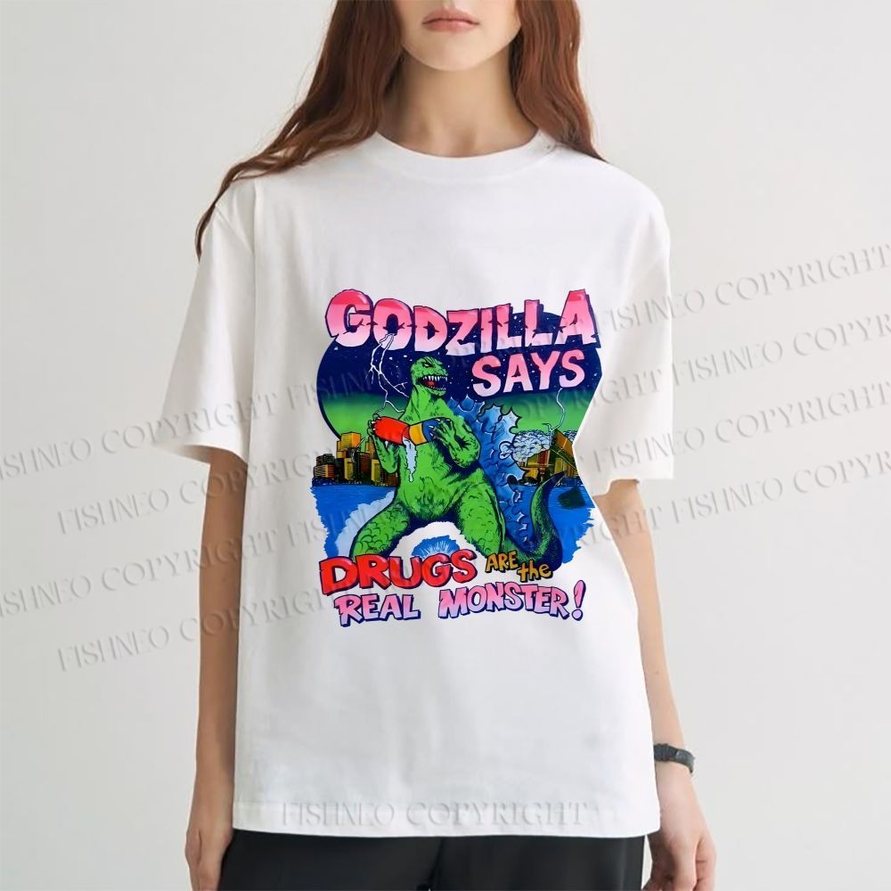 Unisex Godzilla Monsters Printed Classic Cotton T-shirt