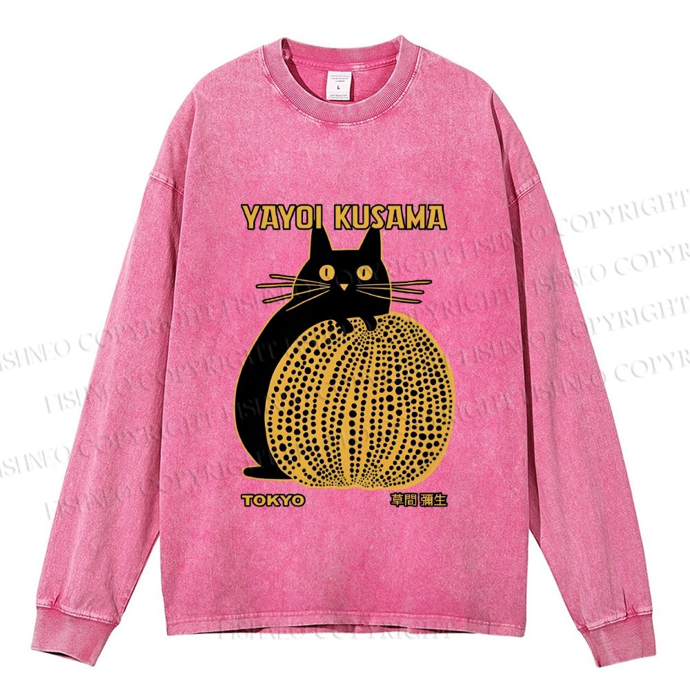 Unisex Casual Japanese Yayoi Kusama Pumpkin Printed Long Sleeve T-shirt