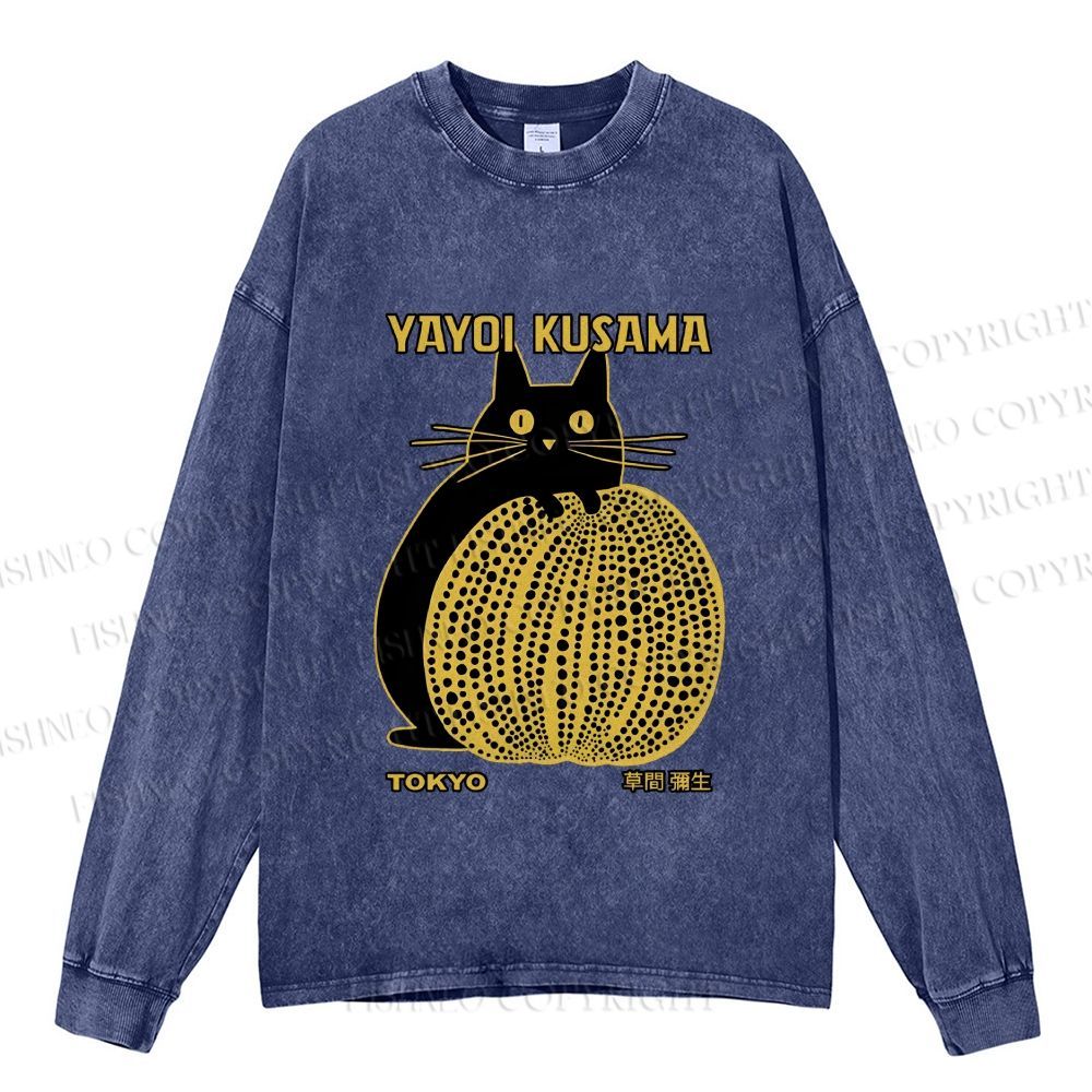 Unisex Casual Japanese Yayoi Kusama Pumpkin Printed Long Sleeve T-shirt