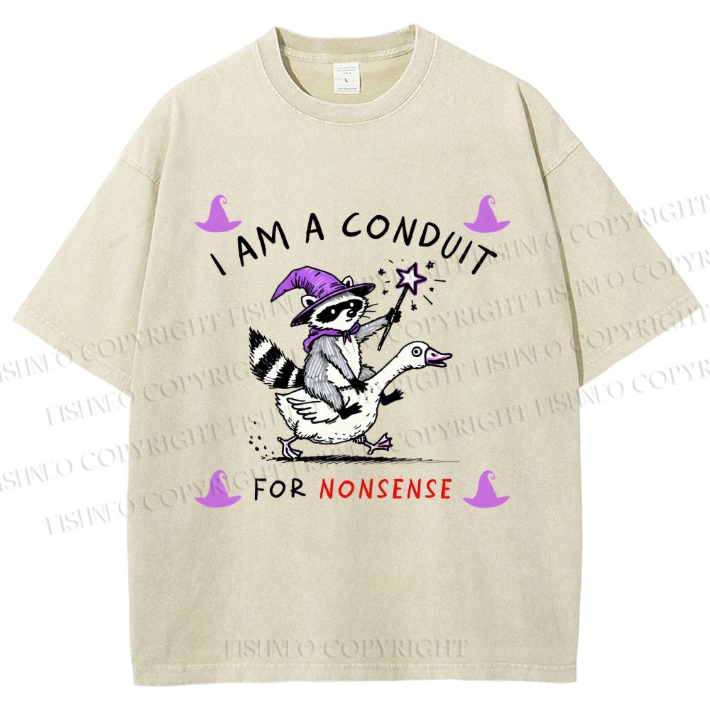 Unisex Halloween I Am A Conduit For Nonsense Printed Washed Tee