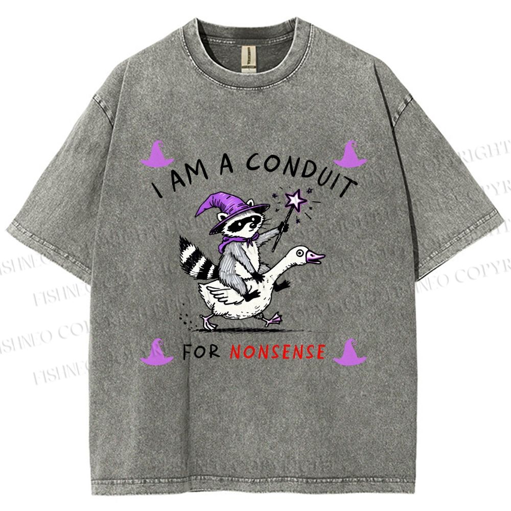 Unisex Halloween I Am A Conduit For Nonsense Printed Washed Tee