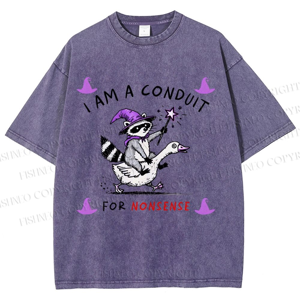 Unisex Halloween I Am A Conduit For Nonsense Printed Washed Tee