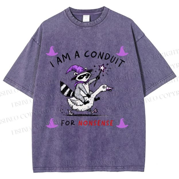 Unisex Halloween I Am A Conduit For Nonsense Printed Washed Tee