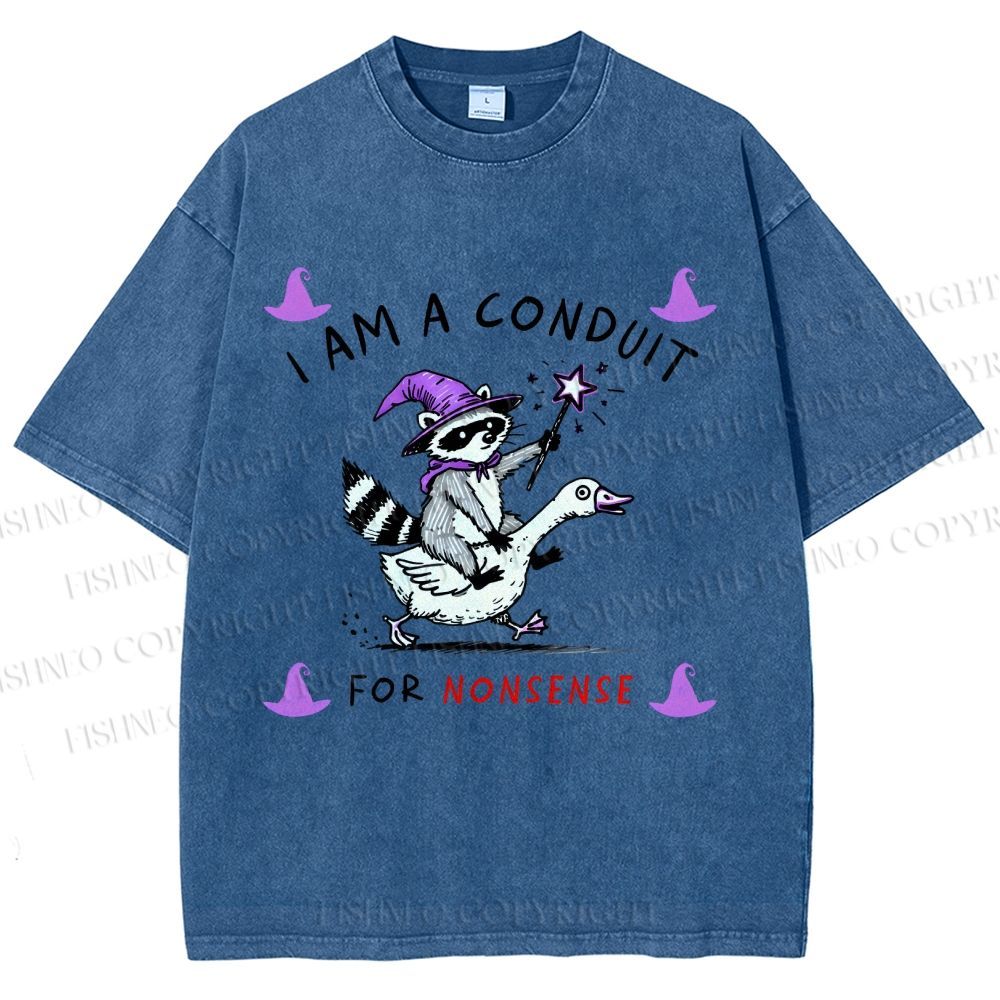 Unisex Halloween I Am A Conduit For Nonsense Printed Washed Tee