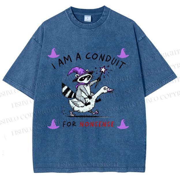 Unisex Halloween I Am A Conduit For Nonsense Printed Washed Tee