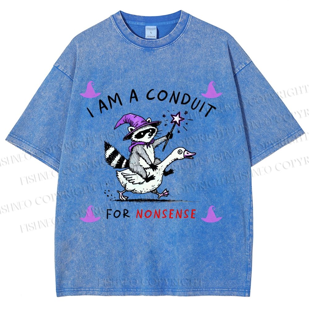 Unisex Halloween I Am A Conduit For Nonsense Printed Washed Tee