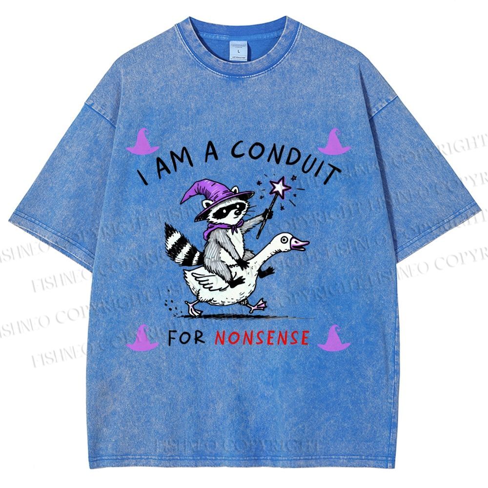 Unisex Halloween I Am A Conduit For Nonsense Printed Washed Tee