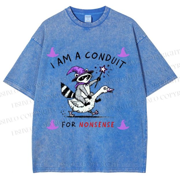 Unisex Halloween I Am A Conduit For Nonsense Printed Washed Tee