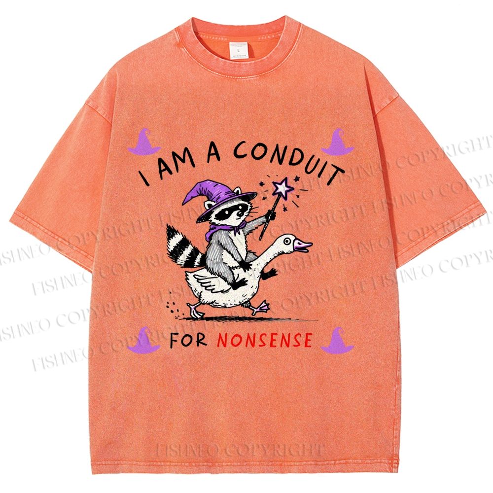 Unisex Halloween I Am A Conduit For Nonsense Printed Washed Tee