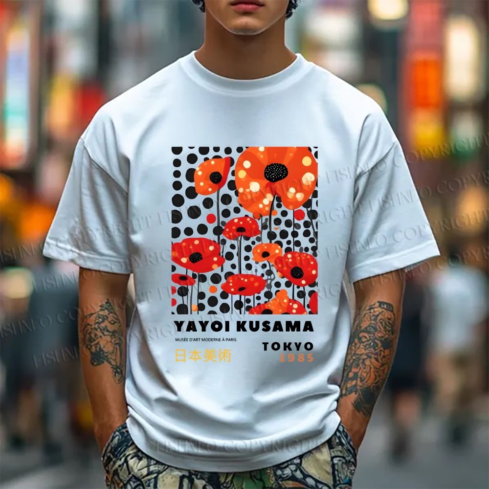 Unisex Japanese Yayoi Kusama Flower Classic Cotton T-shirt