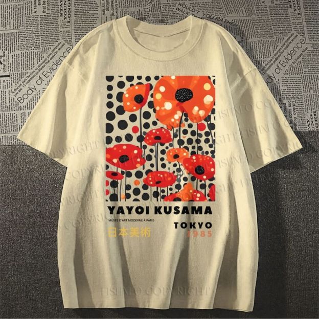 Unisex Japanese Yayoi Kusama Flower Classic Cotton T-shirt