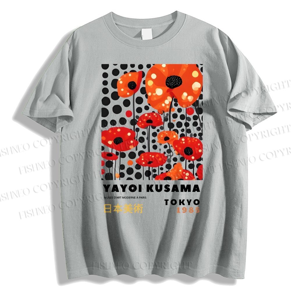 Unisex Japanese Yayoi Kusama Flower Classic Cotton T-shirt