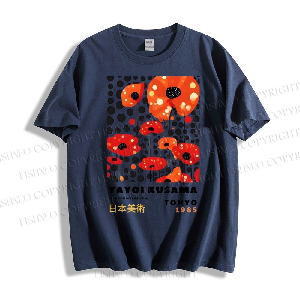 Unisex Japanese Yayoi Kusama Flower Classic Cotton T-shirt