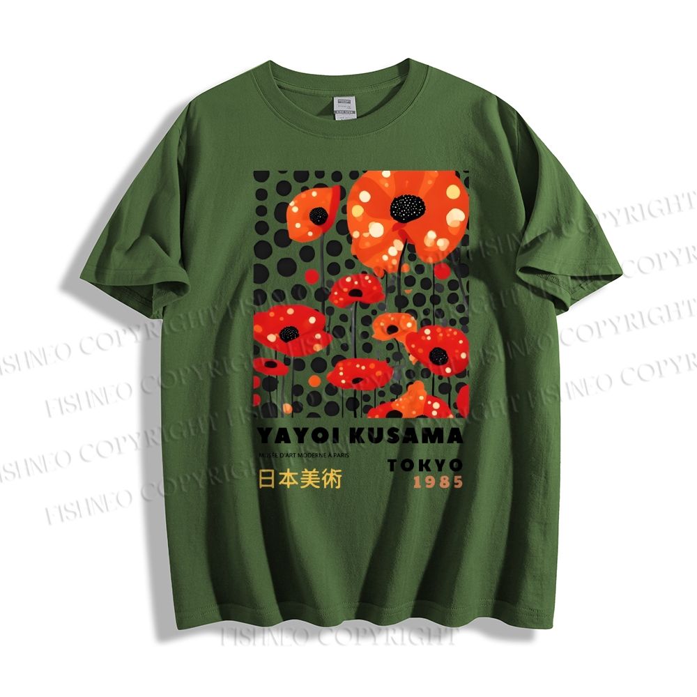 Unisex Japanese Yayoi Kusama Flower Classic Cotton T-shirt