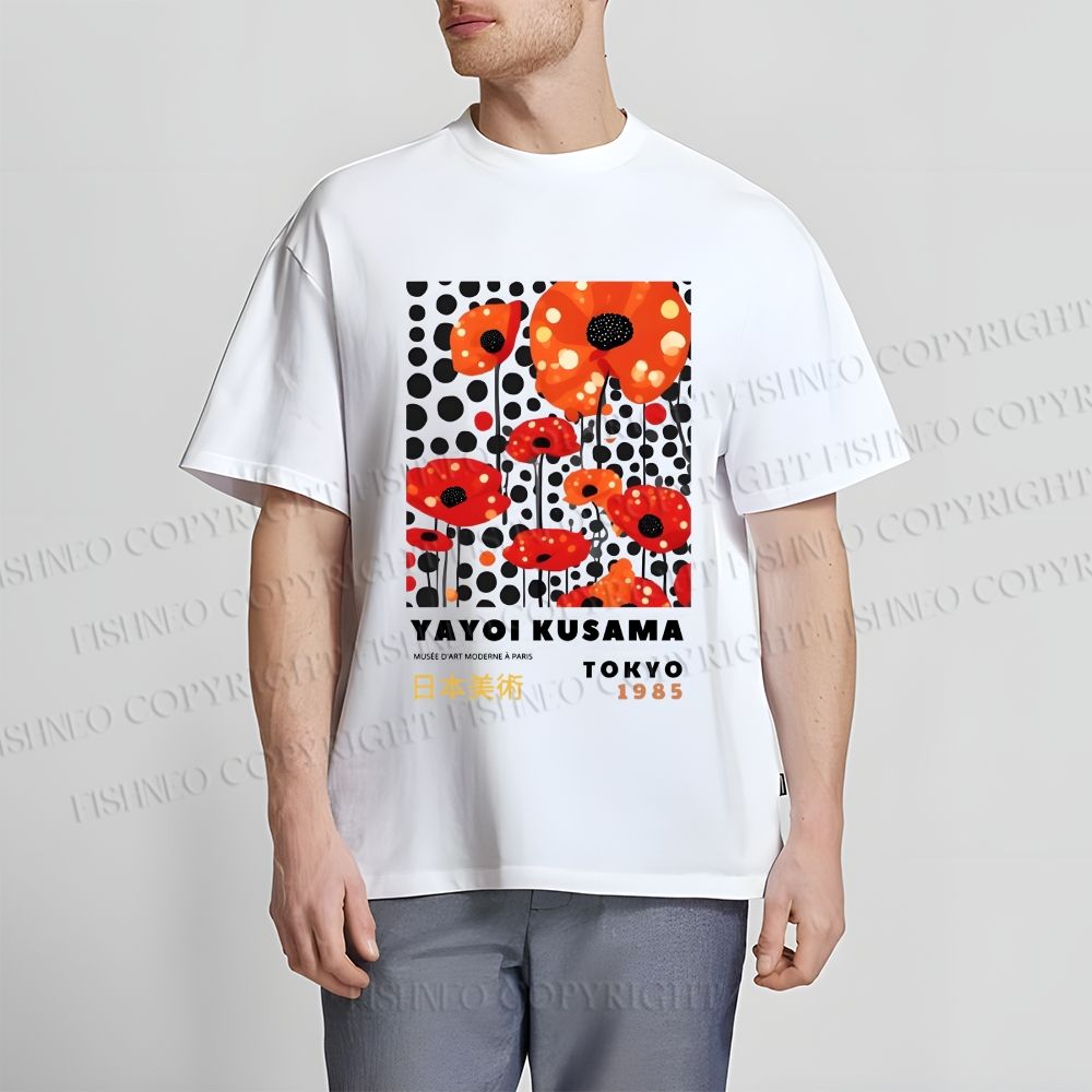 Unisex Japanese Yayoi Kusama Flower Classic Cotton T-shirt