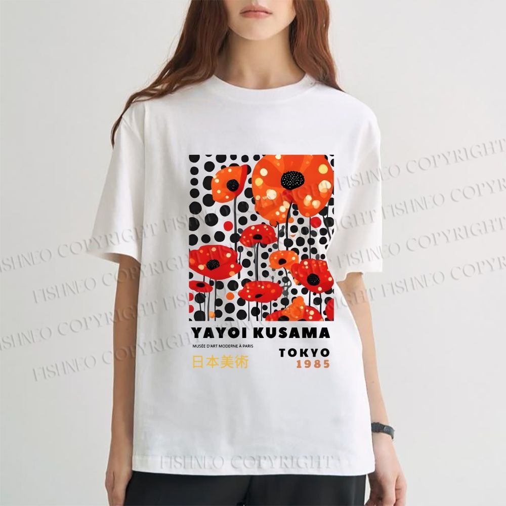 Unisex Japanese Yayoi Kusama Flower Classic Cotton T-shirt