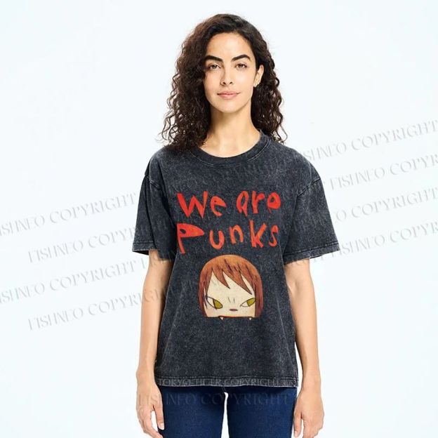 Unisex Yoshitomo Nara Printed Washed Tee