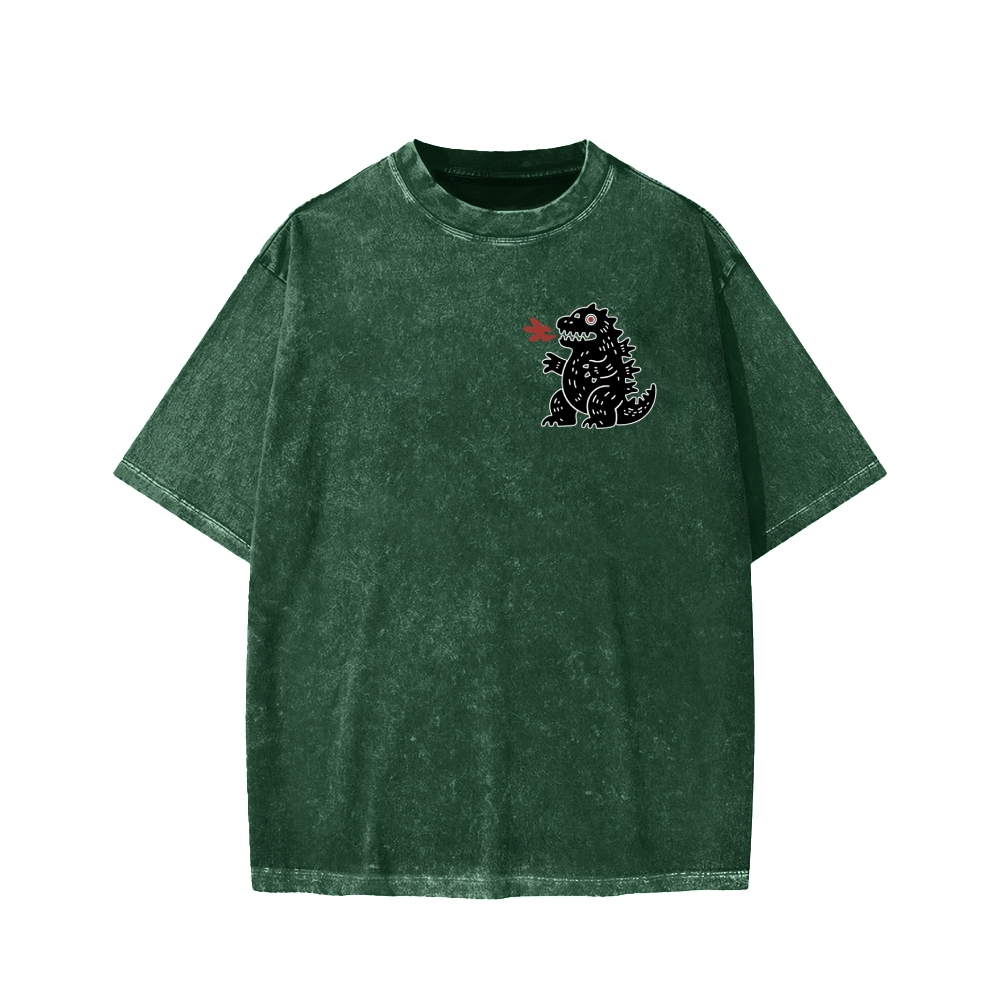 Unisex Lucky Monster Tokyo Japan Front And Back Printed Washed Tee