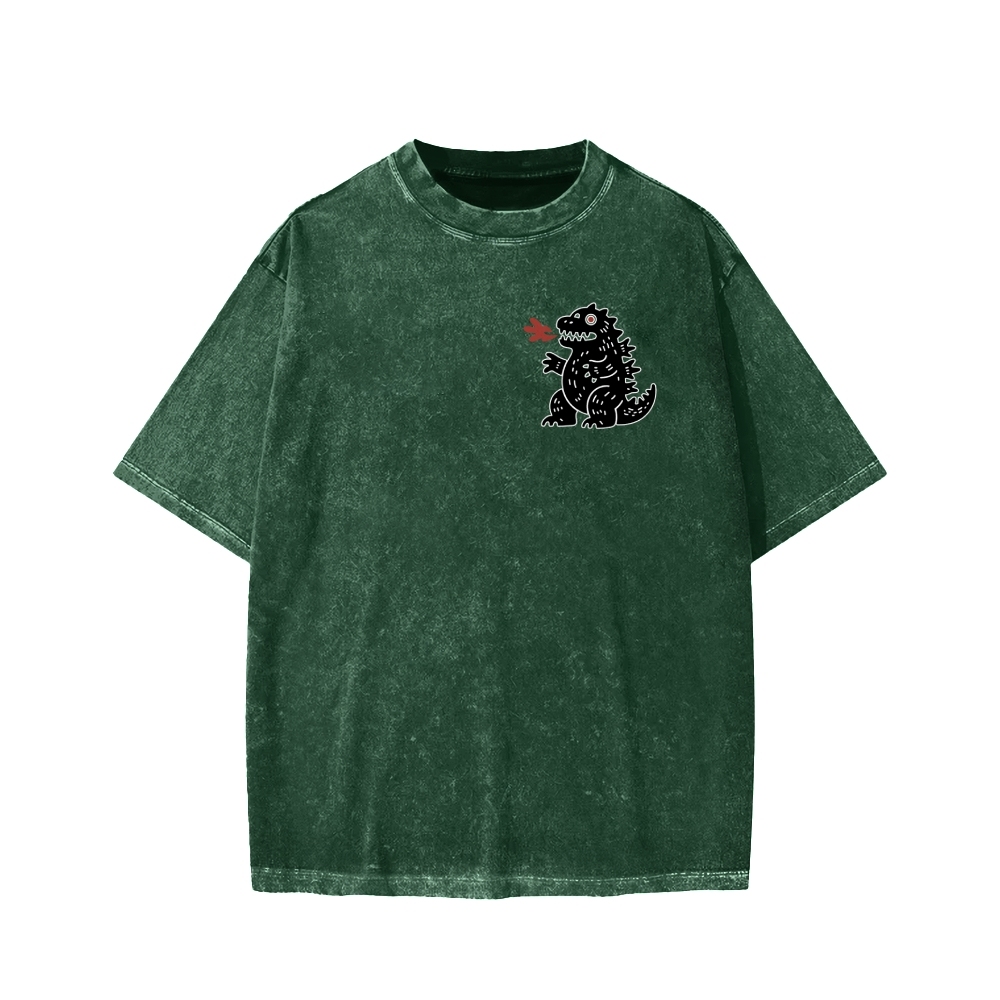 Unisex Lucky Monster Tokyo Japan Front And Back Printed Washed Tee