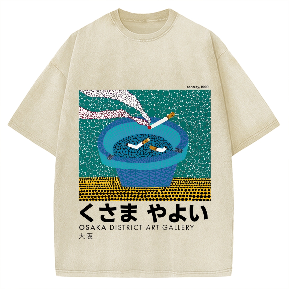 Japanese Polka Dot Art Cigarette Butts Vintage Washed T-shirt