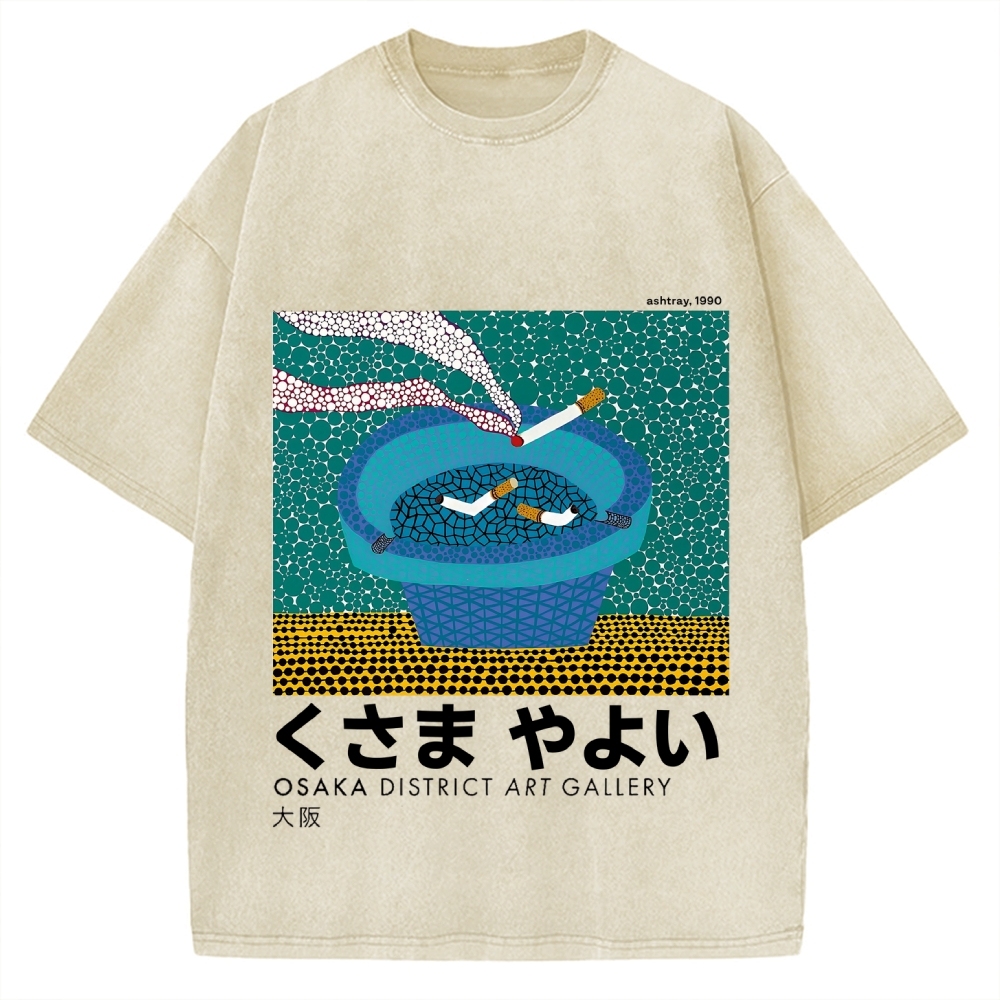 Japanese Polka Dot Art Cigarette Butts Vintage Washed T-shirt