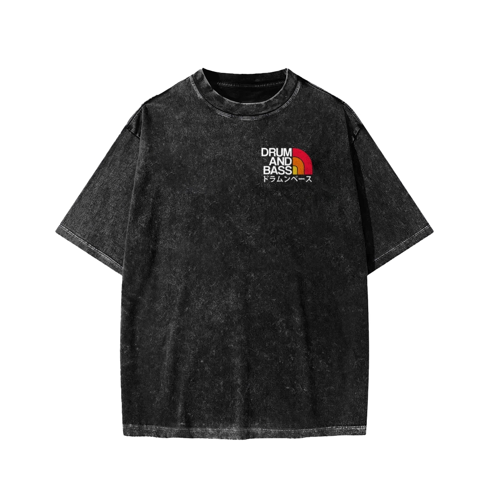 Unisex Drum And Bass Front And Back Printed Washed Tee