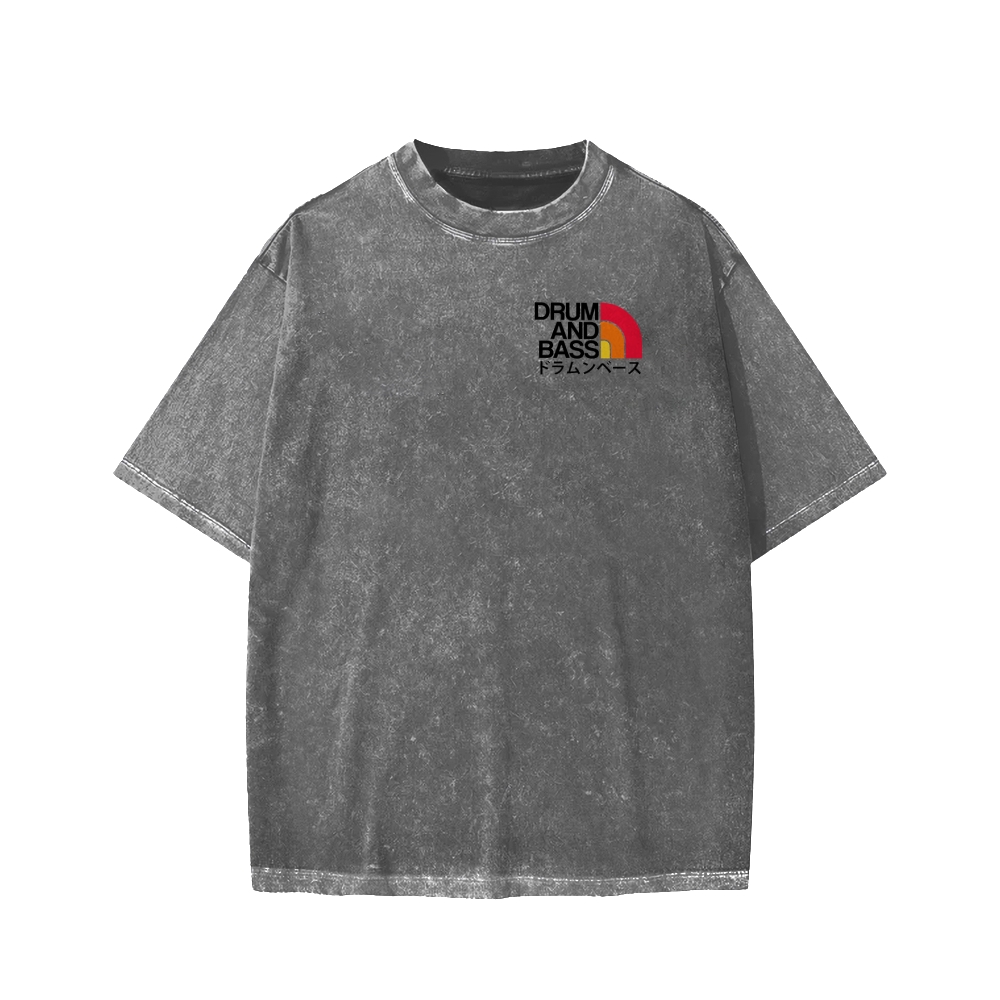 Unisex Drum And Bass Front And Back Printed Washed Tee
