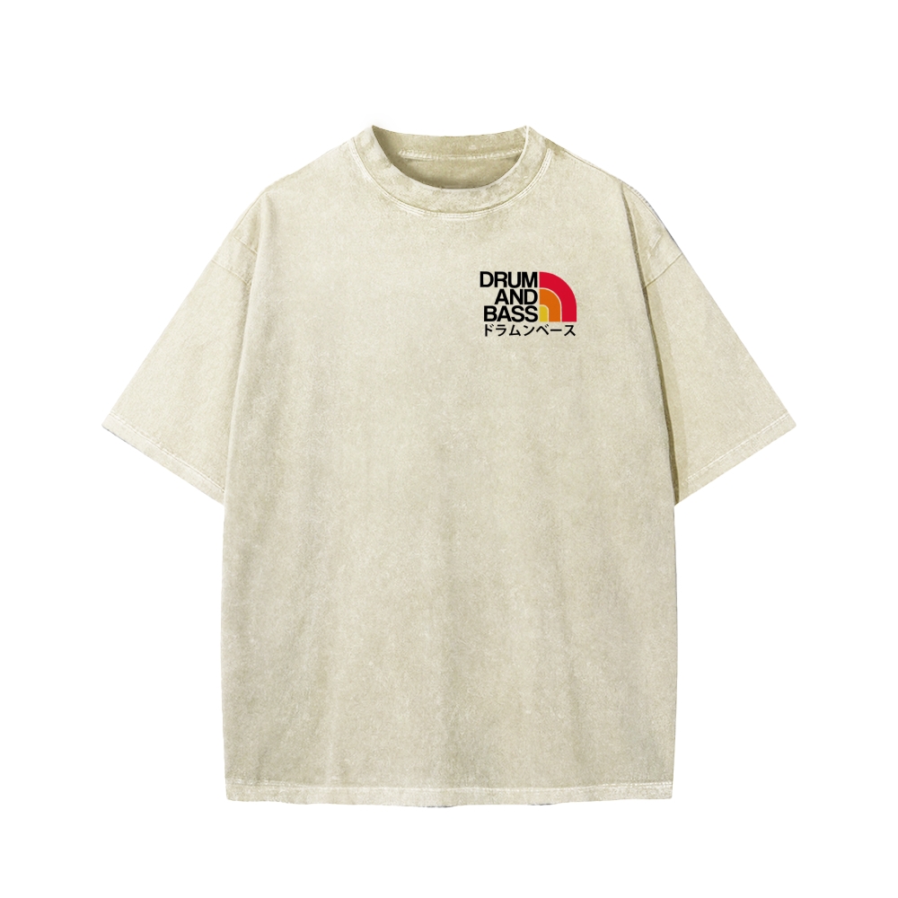 Unisex Drum And Bass Front And Back Printed Washed Tee