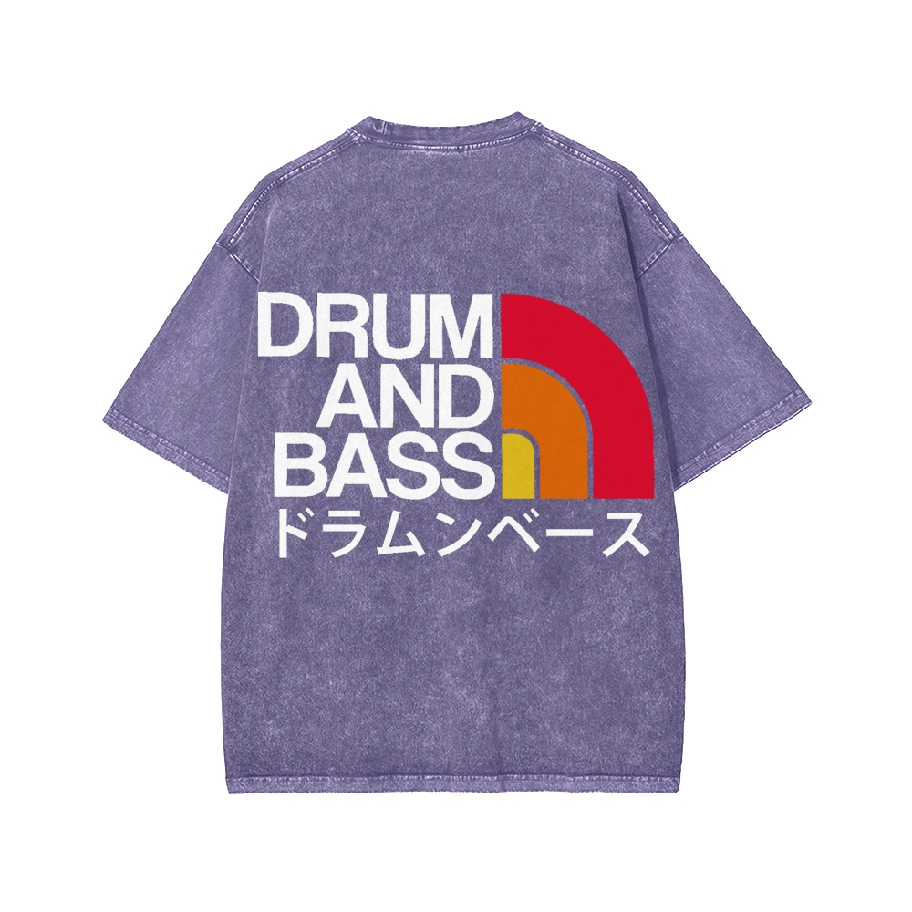 Unisex Drum And Bass Front And Back Printed Washed Tee