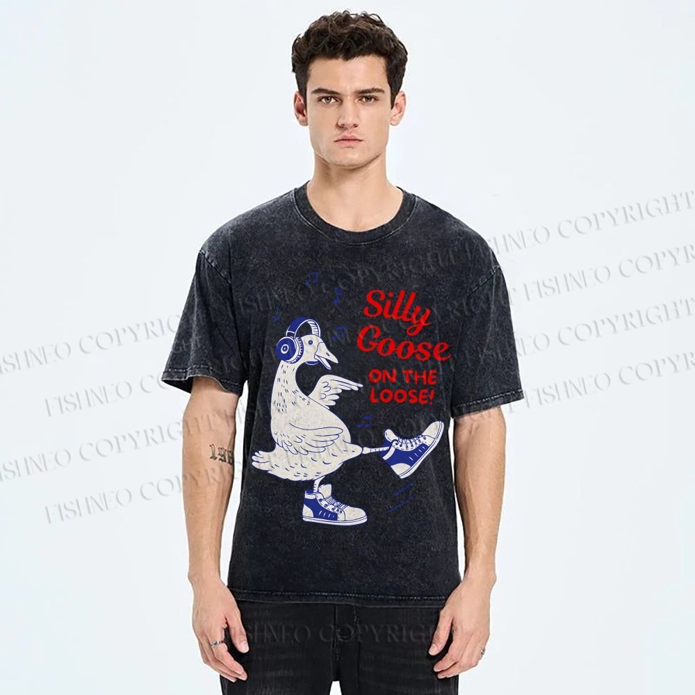 Unisex Silly Goose Printed Washed Tee