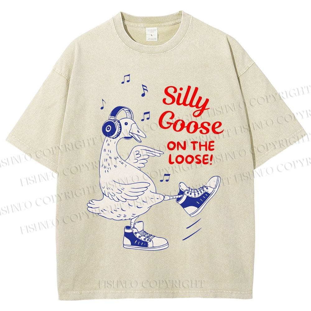 Unisex Silly Goose Printed Washed Tee