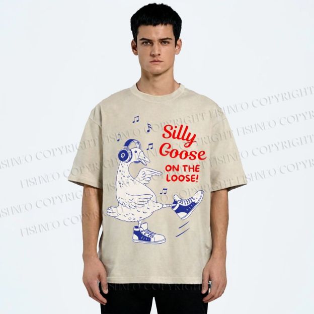 Unisex Silly Goose Printed Washed Tee